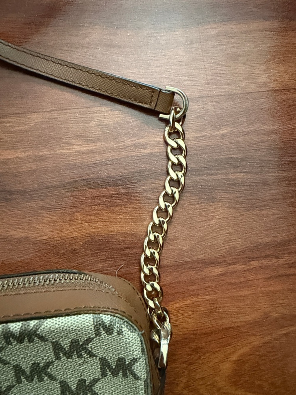 Michael Kors Beige Brown Signature MK Crossbody Bag - Picture 10 of 17